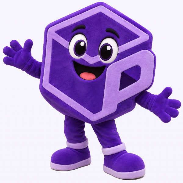 Botarga morada de una caja sonriente